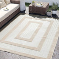 Abani Area Rugs - Modern Minimalist Pattern - Cream Rug for Living Room, Bedroom, Dining Room - Indoor/Outdoor - Easy to Clean - Non-Shedding - 5' x 8'