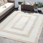 Abani Area Rugs - Modern Minimalist Pattern - Cream Rug for Living Room, Bedroom, Dining Room - Indoor/Outdoor - Easy to Clean - Non-Shedding - 5' x 8'