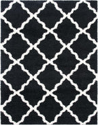 SAFAVIEH Dallas Shag Collection Area Rug - 6' x 9', Black & Ivory, Trellis Design, Non-Shedding & Easy Care, 1.5-inch Thick Ideal for High Traffic Areas in Living Room, Bedroom (SGD257Z)