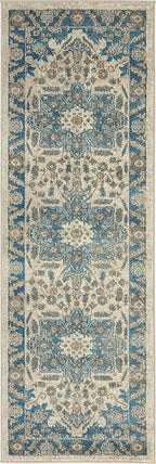 Unique Loom Salzburg Collection Classic Traditional Design Oriental Inspired Border Area Rug (2' 0 x 6' 0 Runner, Beige/Blue)