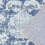 jinchan Fiora Hallway Runner Rug 3x8 Machine Washable Runner Rug Dark Blue Vintage Floral Design Non-Slip Low Pile Ultra-Thin for Kitchen Laundry Room Bedroom Farmhouse (3‘x8', Dark Blue)