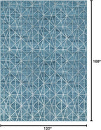 Rugs.com Lattice Trellis Collection Rug – 10' x 14' Blue Low-Pile Rug Perfect for Living Rooms, Large Dining Rooms, Open Floorplans
