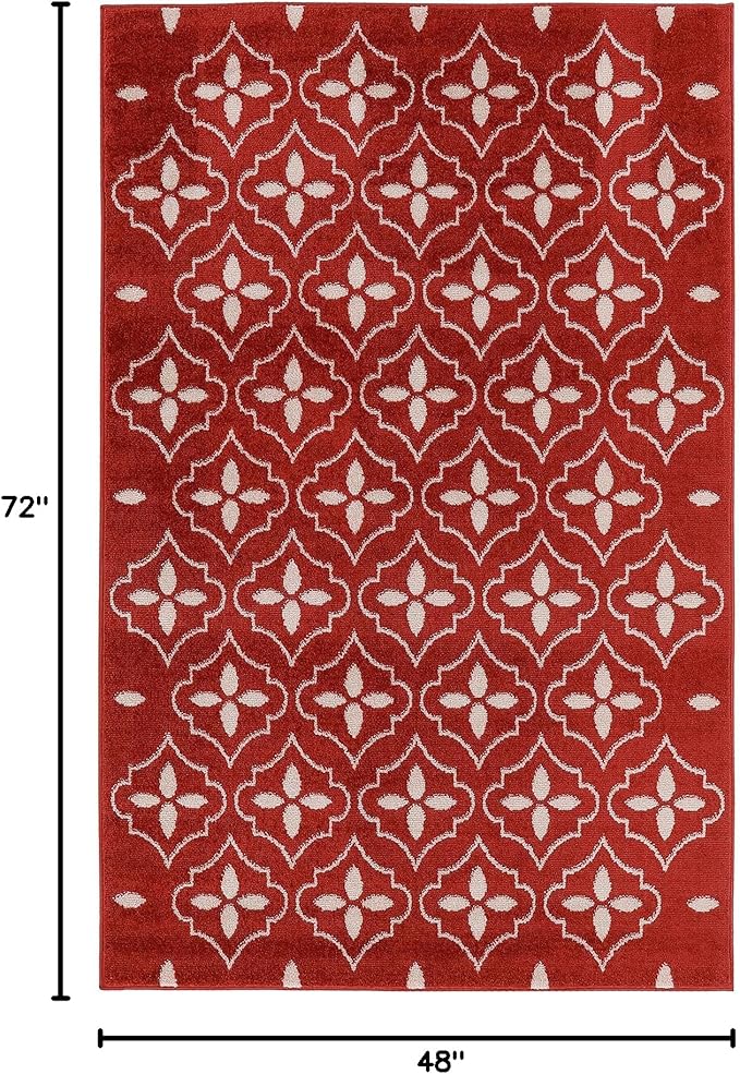 Nourison Home Nourison Essentials Brick Ivory 4' x 6' Area Rug - Easy Clean, Non Shedding, Bed Room, Living Room, Dining Room, Kitchen (4' x 6')