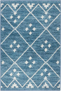Dash and Albert Kota Machine Washable Area Rug - 3' x 5' Indigo - Diamond Accent Rug - Anti-Slip Backing, Lightweight, Machine Washable, High Traffic Areas Kitchen, Mudroom, Laundry Room