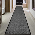 GOYLSER 15ft Jute Hallway Runner Rug Non Slip Washable, Rubber Backed Absorbent Laundry Rugs Laundry Room Runner, Black Long Entry Runner