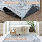Fame Living Cream Beige Oushak Rug, Modern, Vintage, Turkish, Eclectic, Floral, Pastel, Washable, Area Rugs for Living Room, Dining, Bedroom, Office, Entryway, Foyer, Playroom, Nursery, 5'x6'9"