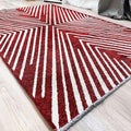 Alfa Rich 5x8 Geometric Red Burgundy Off White Washable Area Rugs for Living Room Bedroom Cotton Rug