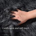 Latepis 4x6 Shag Dark Grey Faux Fur Sheepskin Rug Bedside Plush Rugs Washable Fluffy Rug for Bedroom Dorm Luxury Home Décor, Rectangle