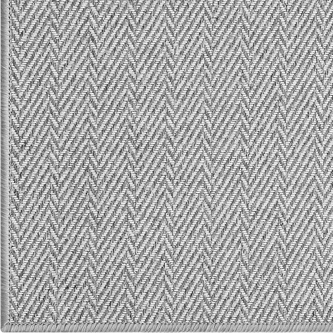 LUMI Ultra Thin Indoor Door Mat for Entrance 48"x72", Non Slip Entryway Mat, Low Profile Doormat, Unique Herringbone Design Carpet for Inside, Patio, Porch, Gray