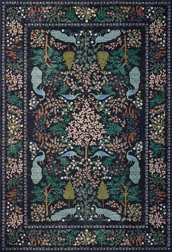 Loloi Rifle Paper Co. Canopy Collection CNP-05 Charcoal 7'-6" x 9'-6" Area Rug