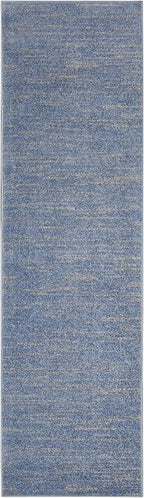 Nourison Home Nourison Essentials Blue Grey 2'2" x 10' Area Rug - Easy Clean, Non Shedding, Bed Room, Living Room, Dining Room, Kitchen (10' Runner)