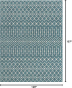 Unique Loom Outdoor Trellis Collection Area Rug - Tribal Trellis (10' x 13' 1" Rectangle, Teal/ Ivory)