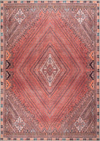 Bloom Rugs Washable Non-Slip 10x14 Rug - Red/Multicolor Traditional Bordered Area Rug for Living Room, Bedroom, Dining Room, and Kitchen - Exact Size: 10' x 14'