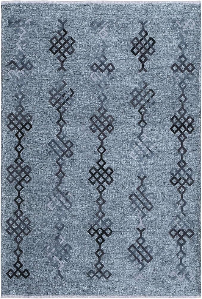 Alfa Rich 7x10 Bluish Gray Washable Area Rugs for Living Room Bedroom Kitchen Decor Cotton Rug