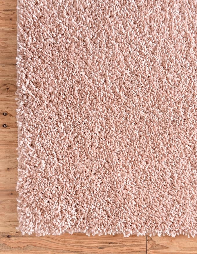 Unique Loom Davos Shag Collection Area Rug - Solid (5' 1" Square, Dusty Rose)