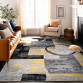 Rugshop Contemporary Circle Design Area Rug, Non-Shedding Carpet for Living Room, Bedroom, or Dining Room, Yellow, 10' x 14'