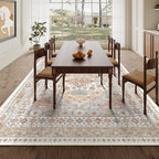 zesthome 5x7 Area Rugs - Ultra-Thin Washble Rug, Stain Resistant Anti Slip Backing Rugs for Living Room,Bedroom, Vintage Home Decor Area Rug (Orange,5'x7')