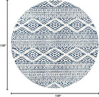 SAFAVIEH Tulum Collection Area Rug - 9' Round, Ivory & Navy, Moroccan Boho Tribal Design, Non-Shedding & Easy to Clean, Ideal for Living Room, Bedroom, Dining Space (TUL272D)