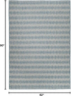 FH Home Flat Woven Outdoor Rug - Waterproof, Easy to Clean, Stain Resistant - Premium Polypropylene Yarn - Geometric - Patio, Porch, Deck, Balcony - Giza - Aqua - 5ft 2in x 7ft 6in