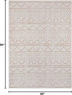 Beverly Rug Waikiki Indoor Outdoor Rug 5x7, Washable Outside Carpet for Patio, Deck, Porch, Trellis Area Rug, Water Resistant, Beige - White