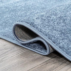 Eyely UES100F-7SQ Supersoft Haze Solid Low-Pile Indoor Area Rug, Coastal, Bohemian, Minimalist, Classic, Casual for Bedroom,Kitchen,Living Room,Non Shedding,Easy-Washing, Blue, 7' Square