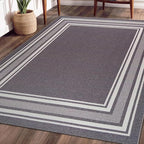 Beverly Rug Non Slip Area Rugs 5x7 Modern Bordered Non Skid Rubber Backing Soft Area Rug for Living Dining Room Easy to Clean Non Shedding Kitchen Bedroom Indoor Carpet 5 x 7 Gray