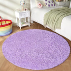 Andency Purple Round Area Rug for Bedroom, Shag Circle Rug 4'X4' for Room, Cute Fluffy Circular Carpet for Room, Shaggy Fuzzy Plush Rug for Room Dorm Playroom