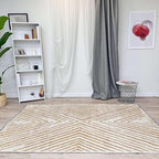 Alfa Rich 3x5 Geometric Gold Off White Washable Area Rugs for Living Room Bedroom Cotton Runner