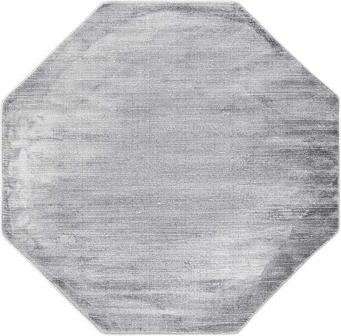 Unique Loom Finsbury Collection Area Rug - Kate (5' 3" Octagon, Gray/ Ivory)