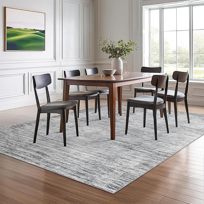 Valenrug Washable Rugs 6x9 - Non Slip 6x9 Area Rugs for Living Room, Stain Resistant Area Rugs for Bedroom, Foldable Machine Washable Area Rug(6'x9', Black)