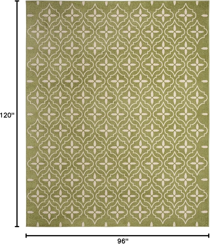Nourison Home Nourison Essentials Green Ivory 8' x 10' Area Rug - Easy Clean, Non Shedding, Bed Room, Living Room, Dining Room, Kitchen (8' x 10')