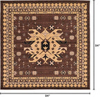 Unique Loom Taftan Collection Border Geometric Tribal Inspired Design Area Rug (8' 0 x 8' 0 Square, Brown/ Tan)