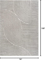 JONATHAN Y Hallie High-Low Curve Gray/Ivory Indoor/Outdoor Area Rug, 6x9, Minimalist, Pet Friendly, Non-Shedding, Stain Resistant, Hose-Washable for Backyard, Patio, Porch (SCN100A-6)