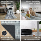 Bloom Rugs Washable Non-Slip 5' x 7' Rug - Gray Striped Area Rug for Living Room, Bedroom, Dining Room, and Kitchen - Exact Size: 5' x 7'