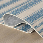 Dash & Albert Vion Blue Machine Washable Rug, 5 X 8 Feet, Blue/Grey Stripe Pattern