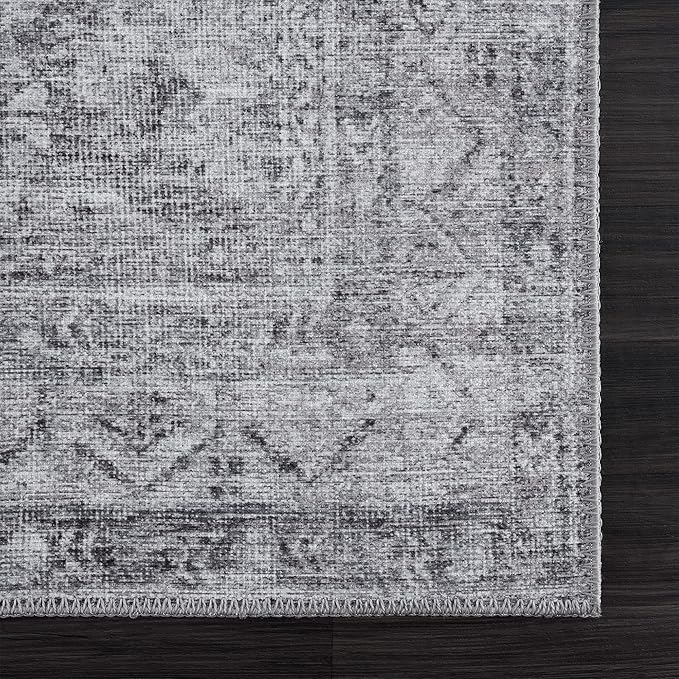 Bloom Rugs Washable 5' x 7' Rug - Ivory/Silver Gray Traditional Area Rug for Living Room, Bedroom, Dining Room, and Kitchen - Exact Size: 5' x 7'