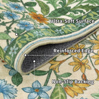 Floral 2x3 Entryway Rug,Washable Front Door Mat Indoor Non Slip Low Pile Small Carpet, Soft Grass Green Boho Botanical Throw Rug for Bathroom Bedroom Kitchen Laundry Indoor Entrance