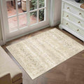 HUGEAR 2x3 Washable Area Rug Beige Vintage Neutral Small Entryway Rug Soft Non Slip Distressed Carpet Low Pile Pet Friendly for Bathroom Kitchen Hallway Porch Foyer