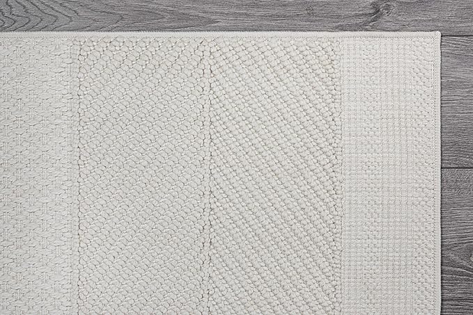 Beverly Rug Micro Loop Large Area Rug White 10x14 Modern Luxury Boho Geometric Durable Indoor Area Rugs for Living Dining Room Office Stain Resistant Non Shedding Casual Indoor Carpet White 10 x 14