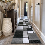 Rugshop Contemporary Modern Boxes for Hallway,Living Room,Bedroom,Kitchen Non Shedding Carpet Runner Rug 2'7" x 12' Gray