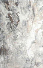 Abani Regal Beige Grey Area Rug for Living Room, Bedroom - Swirl Abstract Pattern - 6' x 9' - Durable & Easy to Clean Washable