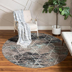 Unique Loom Trellis Frieze Collection Area Rug - Geometric (4' Round, Blue Multi/ Ivory)