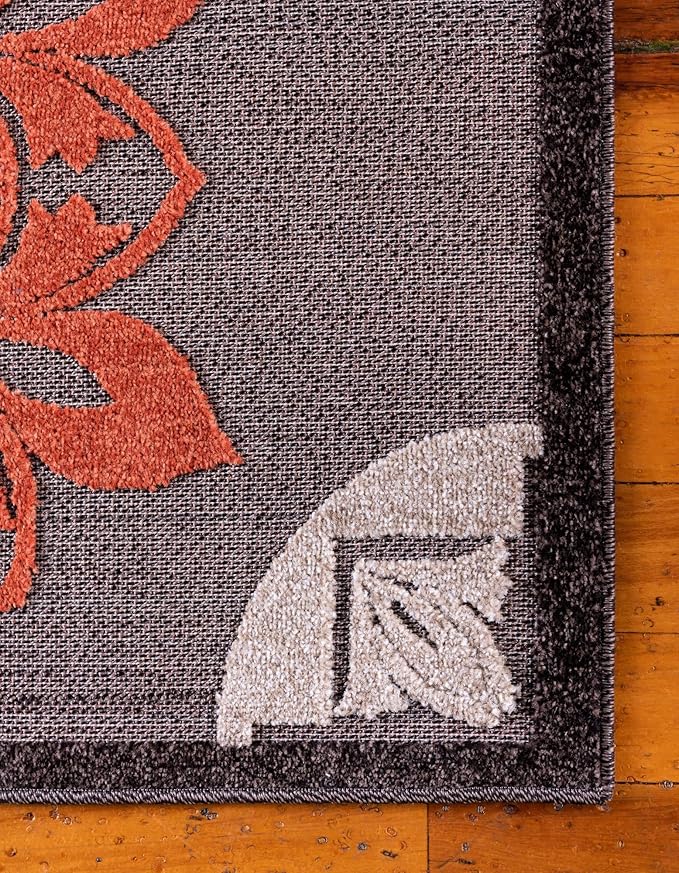 Unique Loom Outdoor Modern Collection Area Rug - Chicago (4' 1" x 6' 1" Rectangle, Brown/ Orange)
