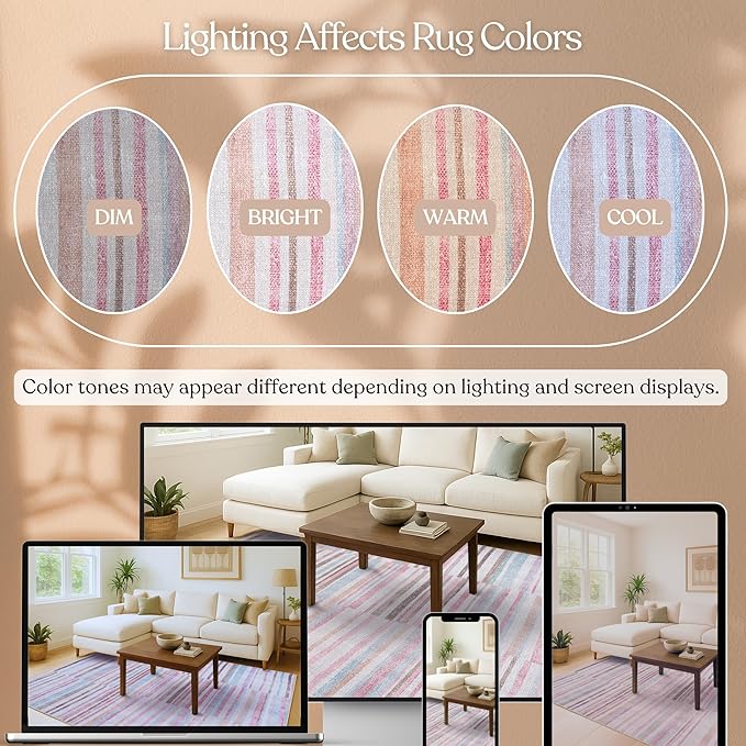 Fame Living Washable Area Rug. Modern Farmhouse. Vintage. Turkish. Bohemian. Distressed. Oriental. Traditional. Rugs for Living Room. Dining. Bedroom. Office. Entryway. Foyer. (865MM, 2'5" x 4'9")