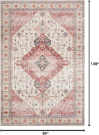 Loloi Skye Collection SKY-02 Ivory/Berry 7' x 9' Oval Area Rug
