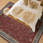 Moroccan Big Rugs for Living Room - Dark Red 10x14 Area Rug for Large Bedroom, Dining Room, Washable Lightweight Low Pile Foldable Oriental Burgendy Home Décor