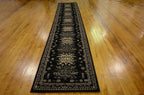 Unique Loom Taftan Collection Border Geometric Tribal Inspired Design Area Rug (2' 11 x 16' 5 Runner, Black/ Gray)