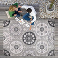 CAMILSON Indoor Outdoor Rug 10x14 Bohemian Medallion Floral Area Rugs for Indoor and Outdoor Patios Easy-Cleaning Non-Shedding Living Room Garden and Kitchen Washable Outside Carpet (10 x 14 / Gray)
