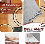 Modern Wavy Circles Area Rug 5x7ft, Geometric Design Low Pile Carpet, Soft & Non-Slip Washable Mat for Living Room, Bedroom, Dining Room
