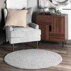 nuLOOM 6 Round Penelope Wool Braided Handmade Area Rug, Light Grey, Solid Rustic Farmhouse Style, For Bedroom, Living Room, Hallway, Entryway